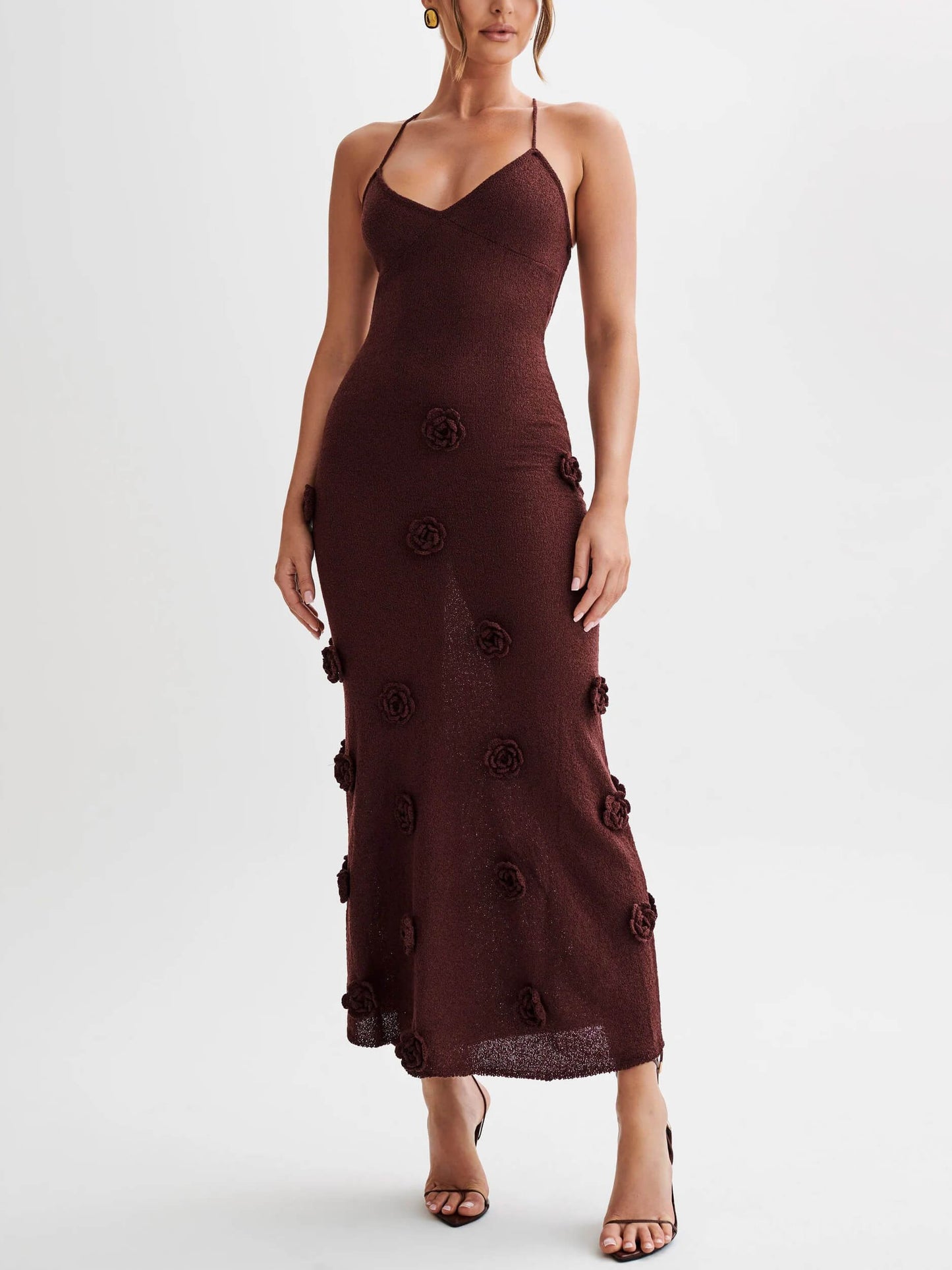Ariana - 3D Floral V-Neck Maxi Dress