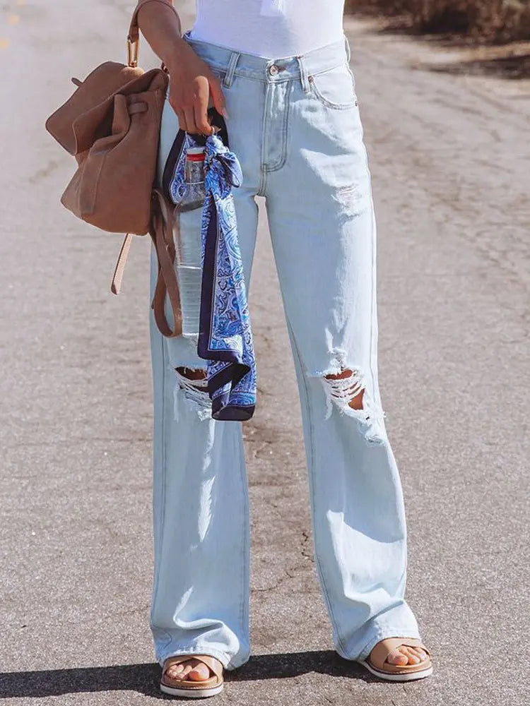 Effortless High-Rise Distressed Jeans