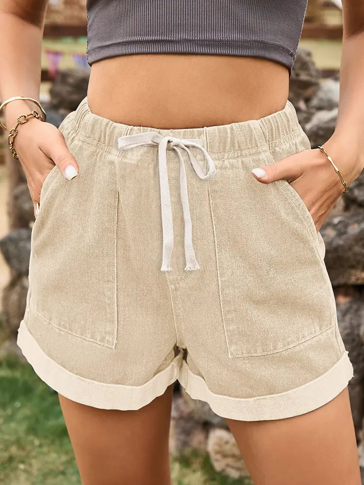 Everyday Tie-Waist Denim Shorts