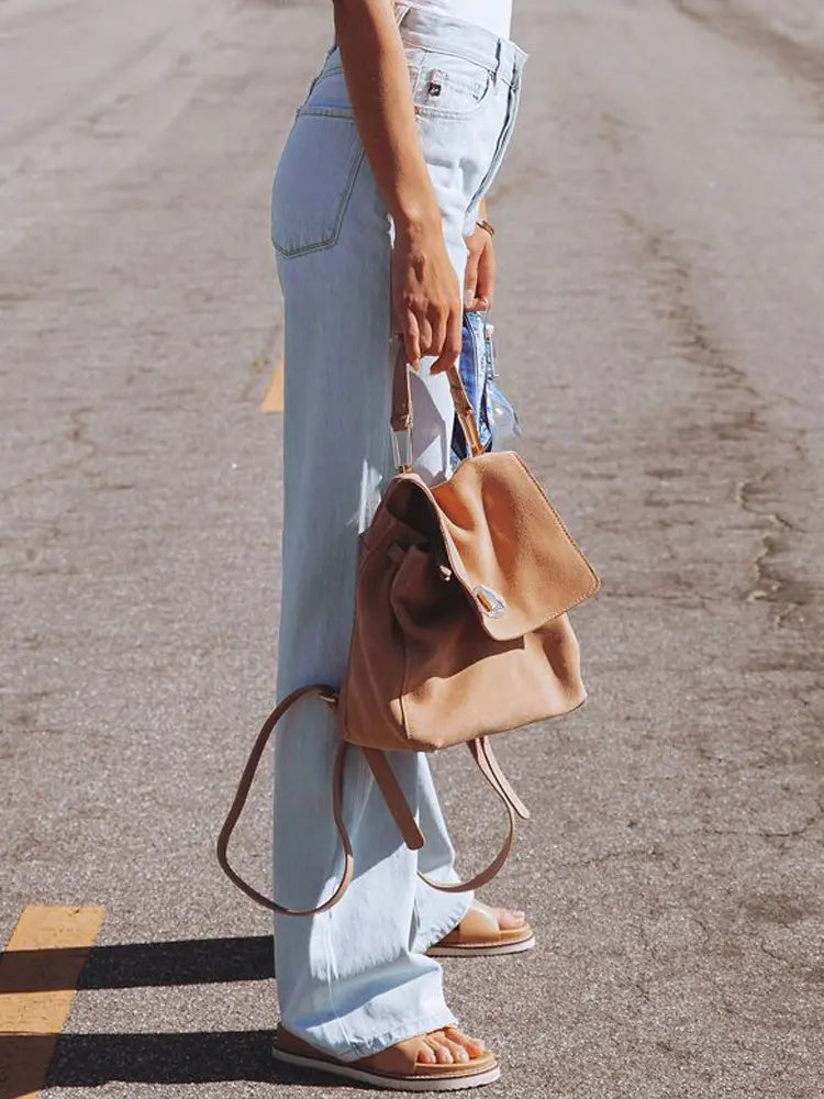 Effortless High-Rise Distressed Jeans