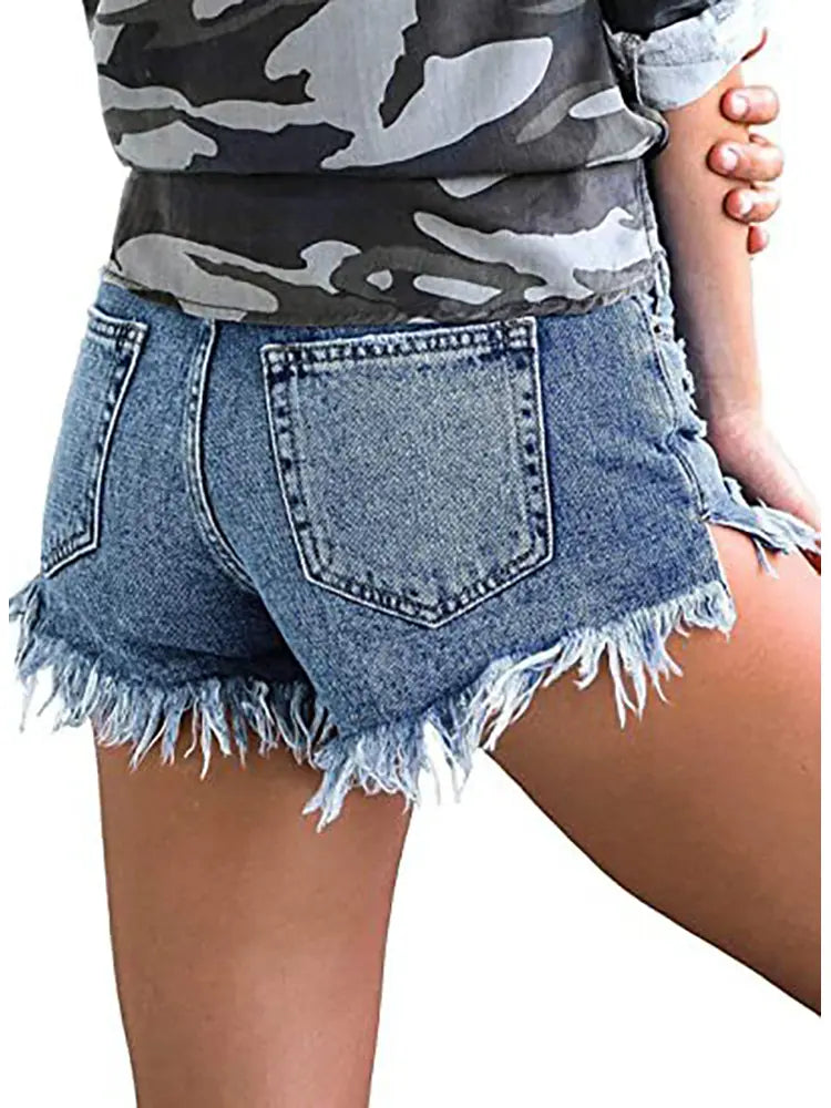 Fringe Edge Stretch Denim Shorts