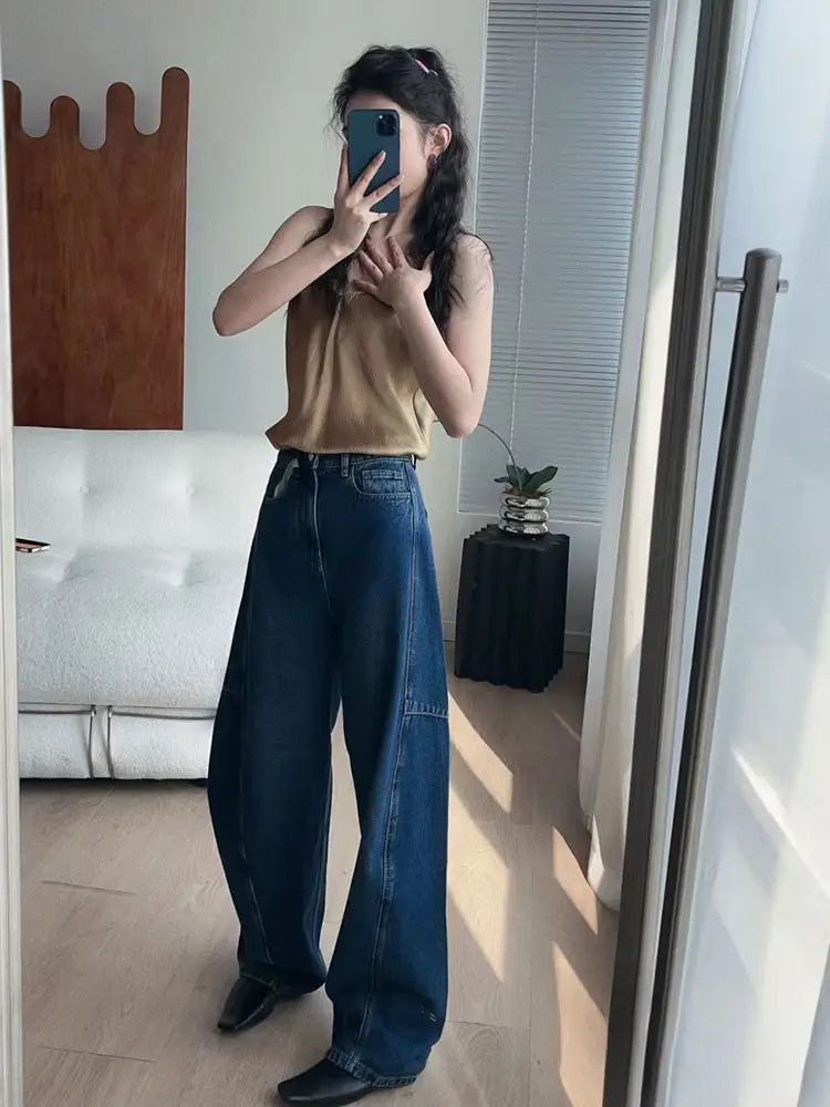 Mila – Relaxed Arc Seam Banana Denim Pants