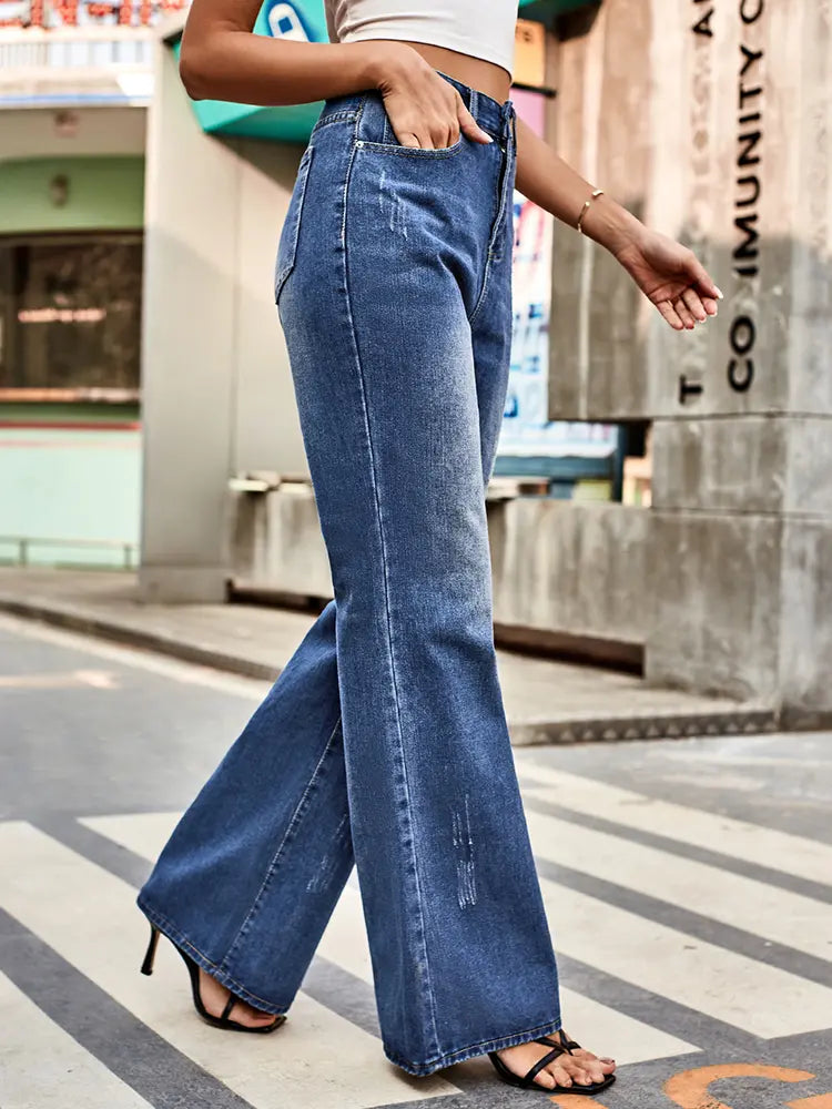 Harper - Washed Flared Mid-Rise Jeans