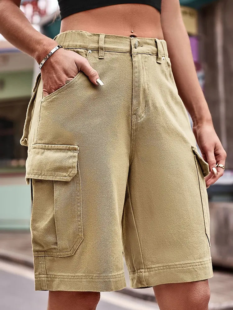 Classic Frayed Hem Denim Shorts