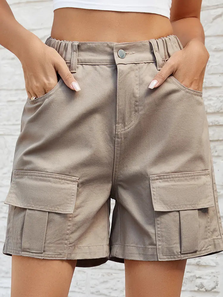 Essential Elastic Utility Denim Shorts