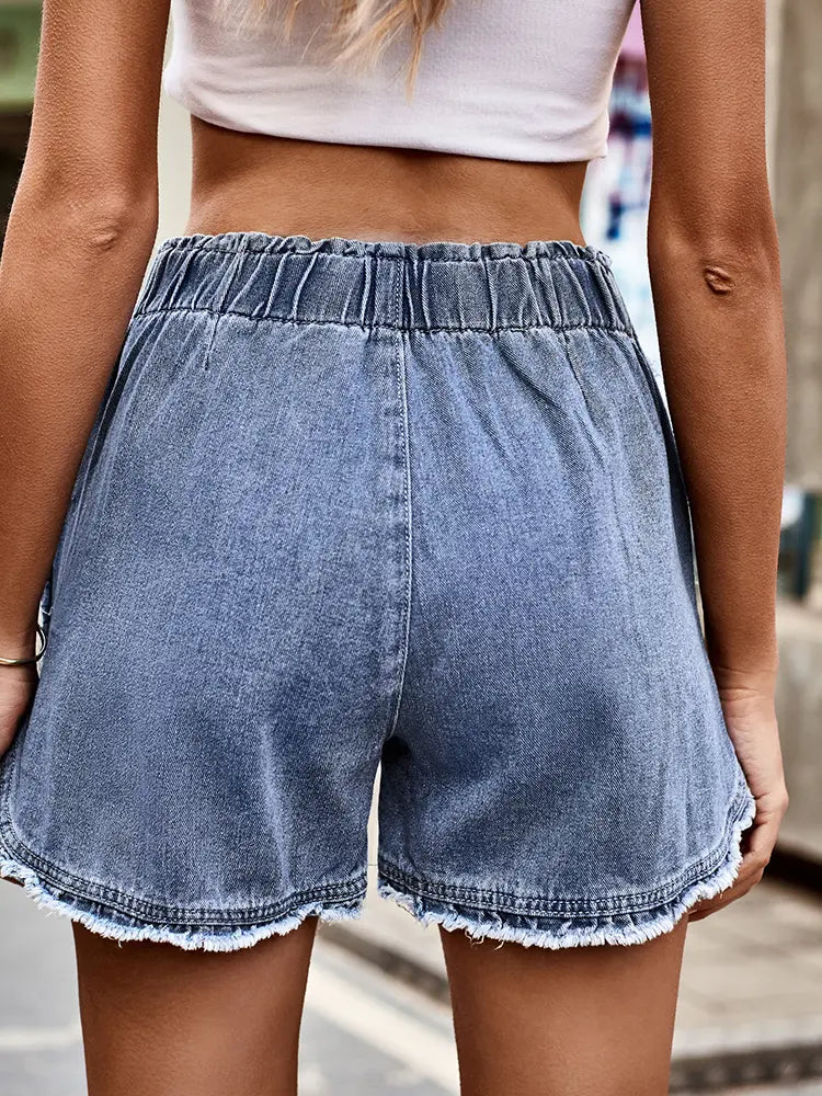 Bloom Fray High-Rise Denim Shorts