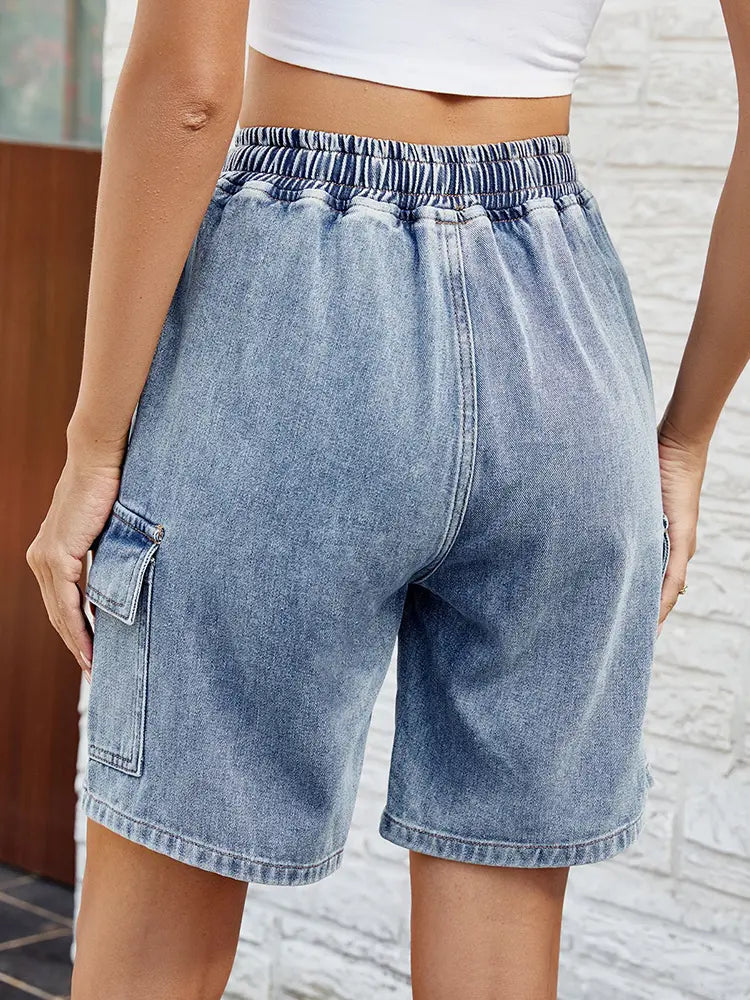 Vintage Tie-Waist Denim Shorts