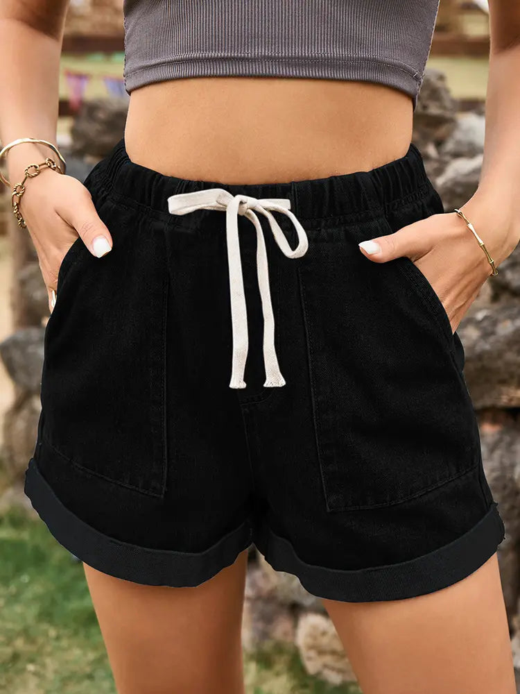 Everyday Tie-Waist Denim Shorts