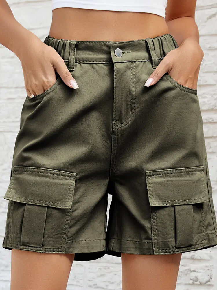 Essential Elastic Utility Denim Shorts