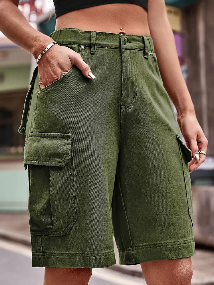 Classic Frayed Hem Denim Shorts