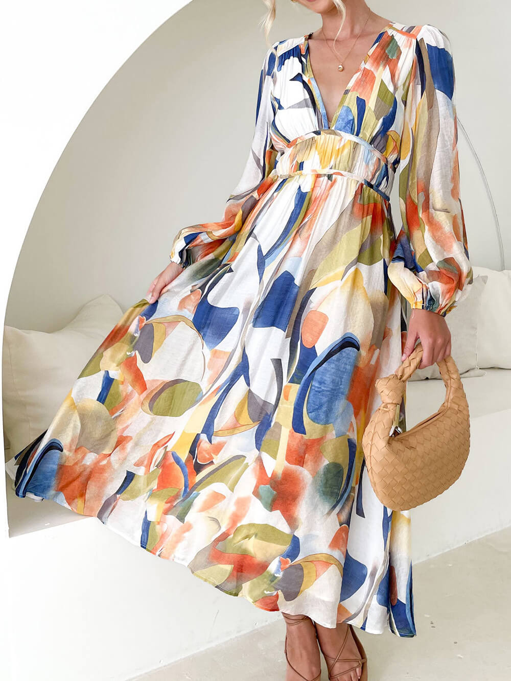 Geometric Pattern Maxi Dress