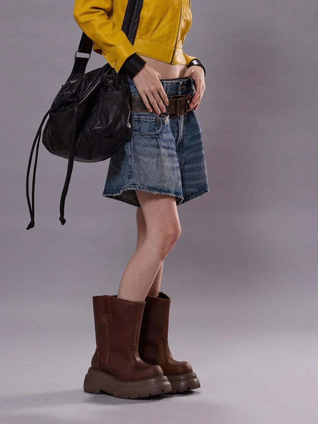 Indigo Explorer Double Loop Relaxed Denim Shorts