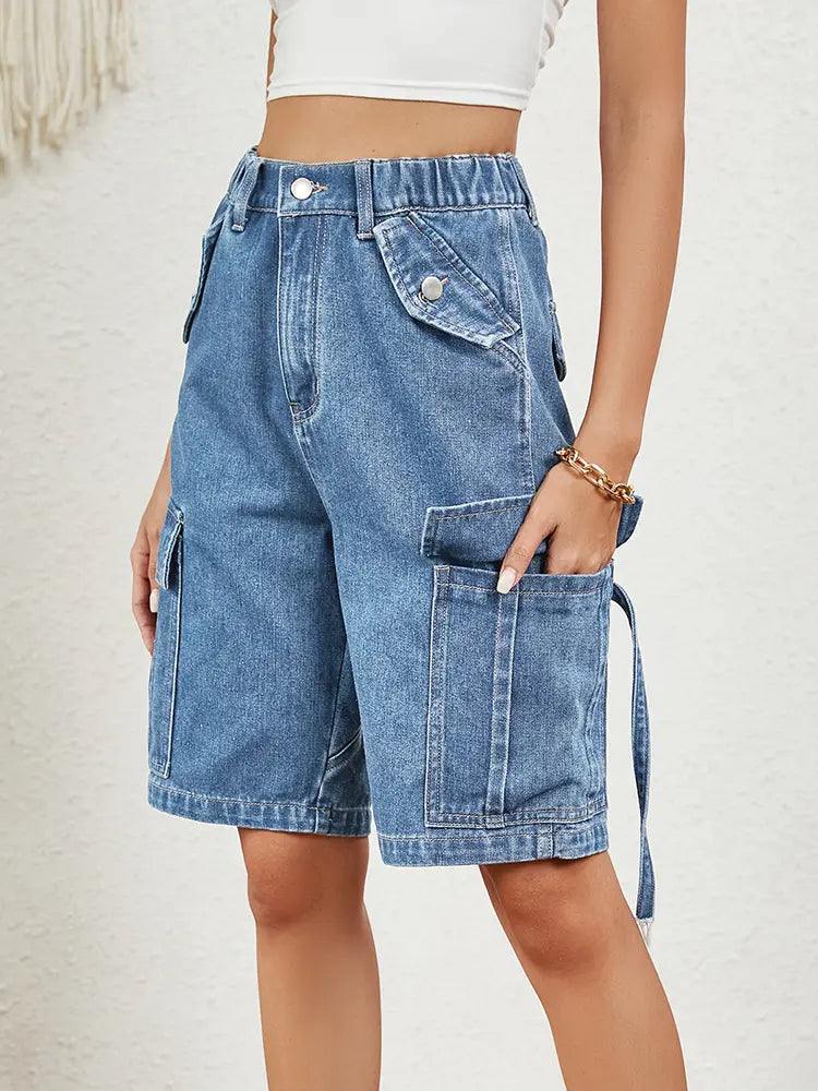 Avery – Washed Cargo Denim Shorts