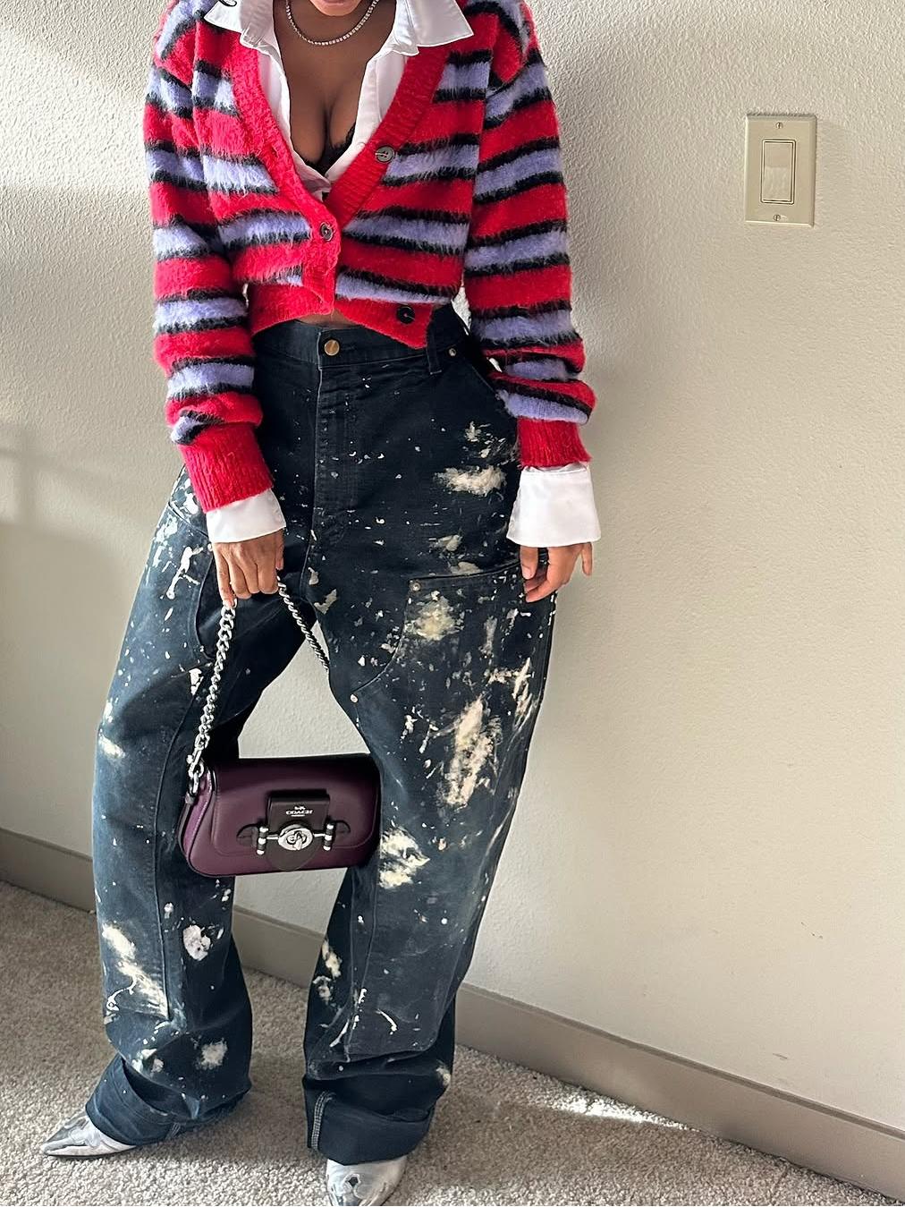 Canvas Muse Relaxed Paint-Splatter Statement Jeans