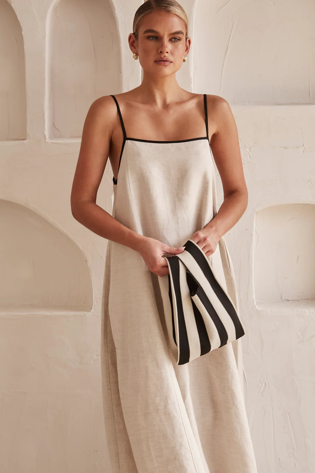 Effortless Linen Contrast Maxi Dress