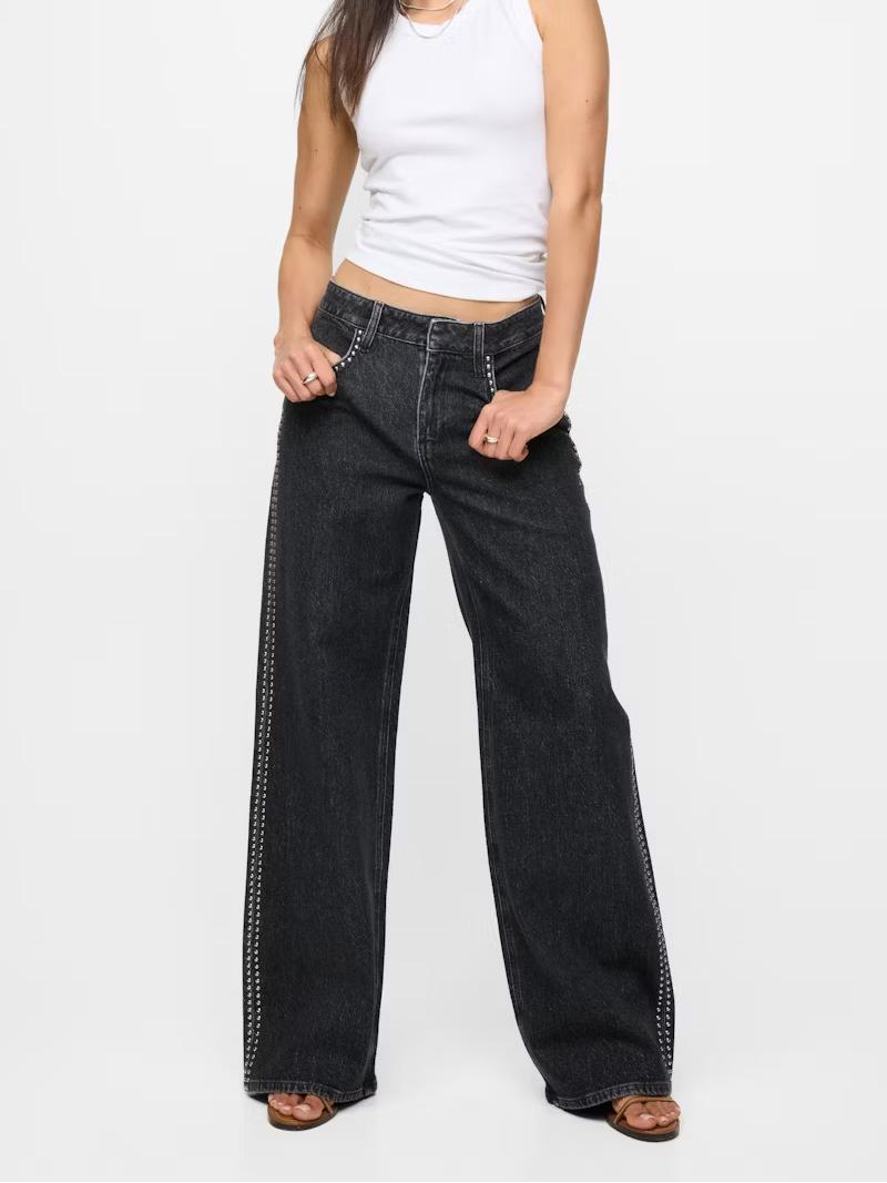 Abbie – Relaxed Wide-Leg Studded Denim Jeans
