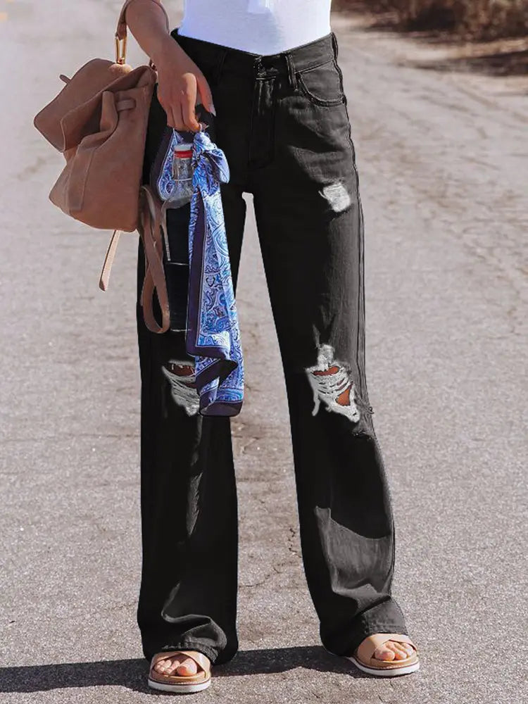 Effortless High-Rise Distressed Jeans