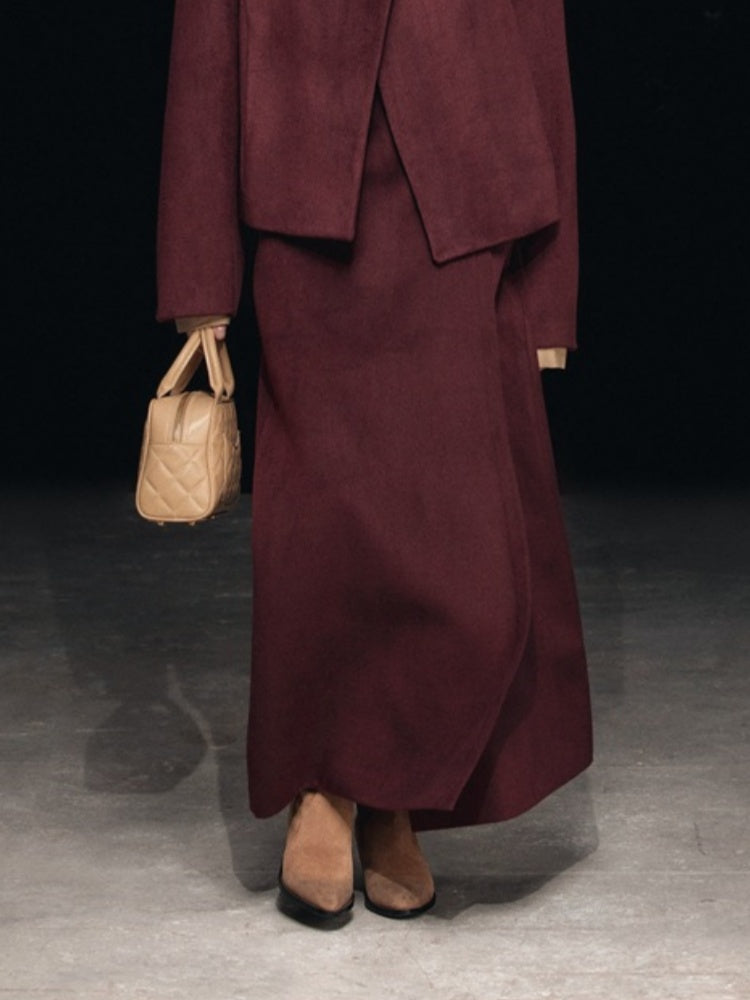 High-Waisted Vintage Wool Skirt