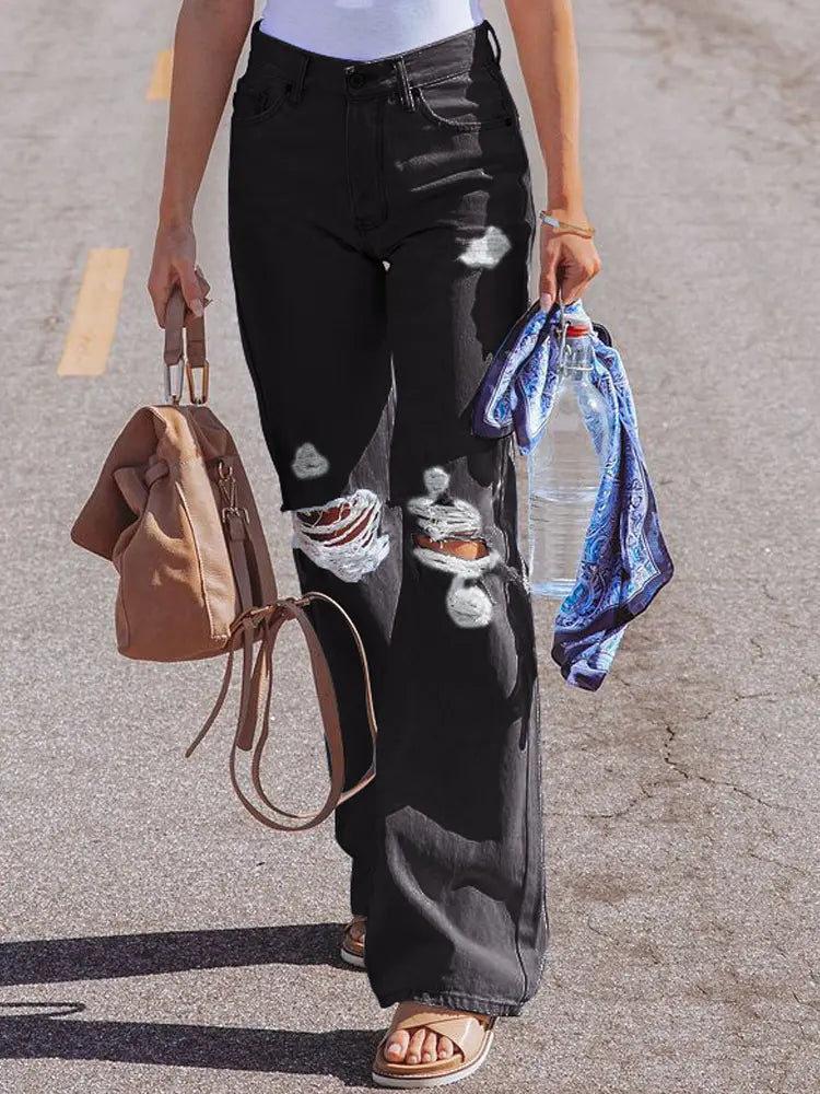 Effortless High-Rise Distressed Jeans