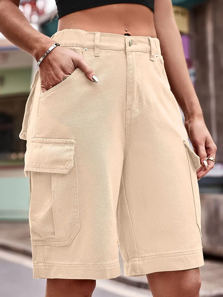 Classic Frayed Hem Denim Shorts