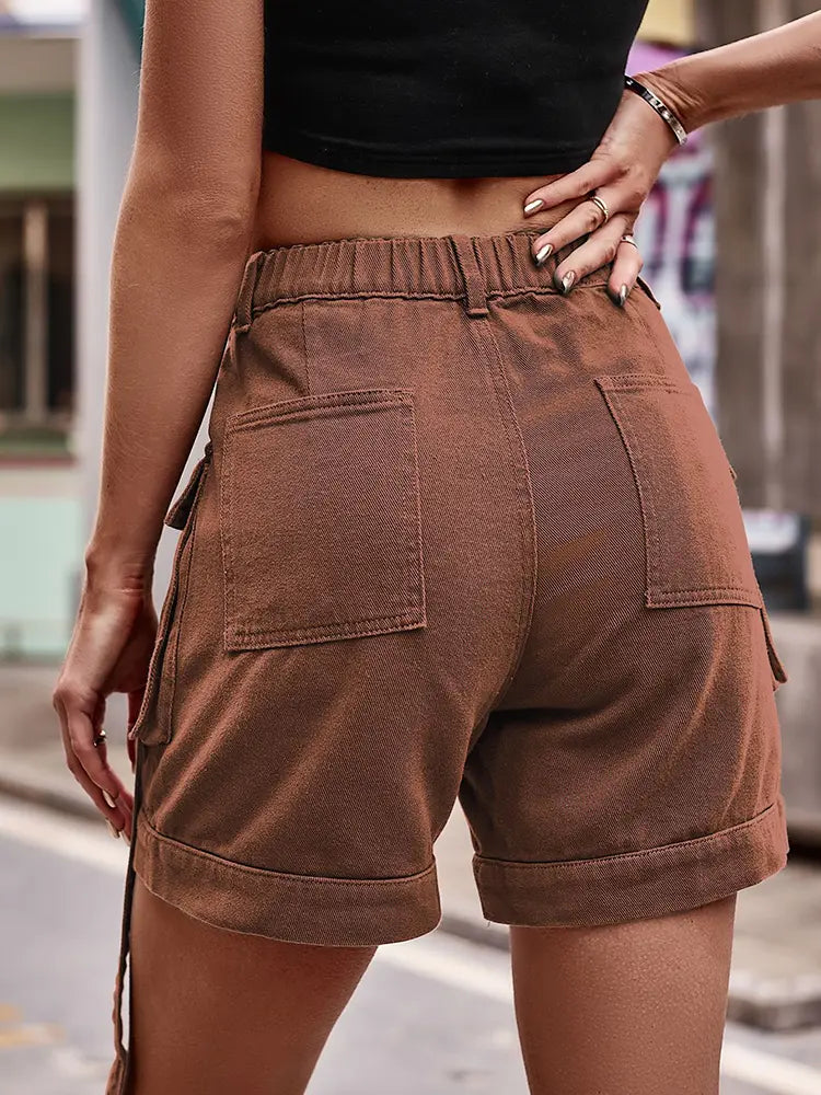 Casey – Cargo Denim Shorts With Adjustable Waist