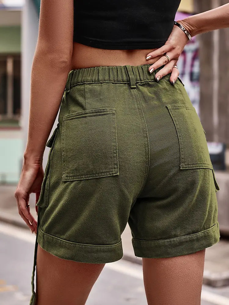 Casey – Cargo Denim Shorts With Adjustable Waist