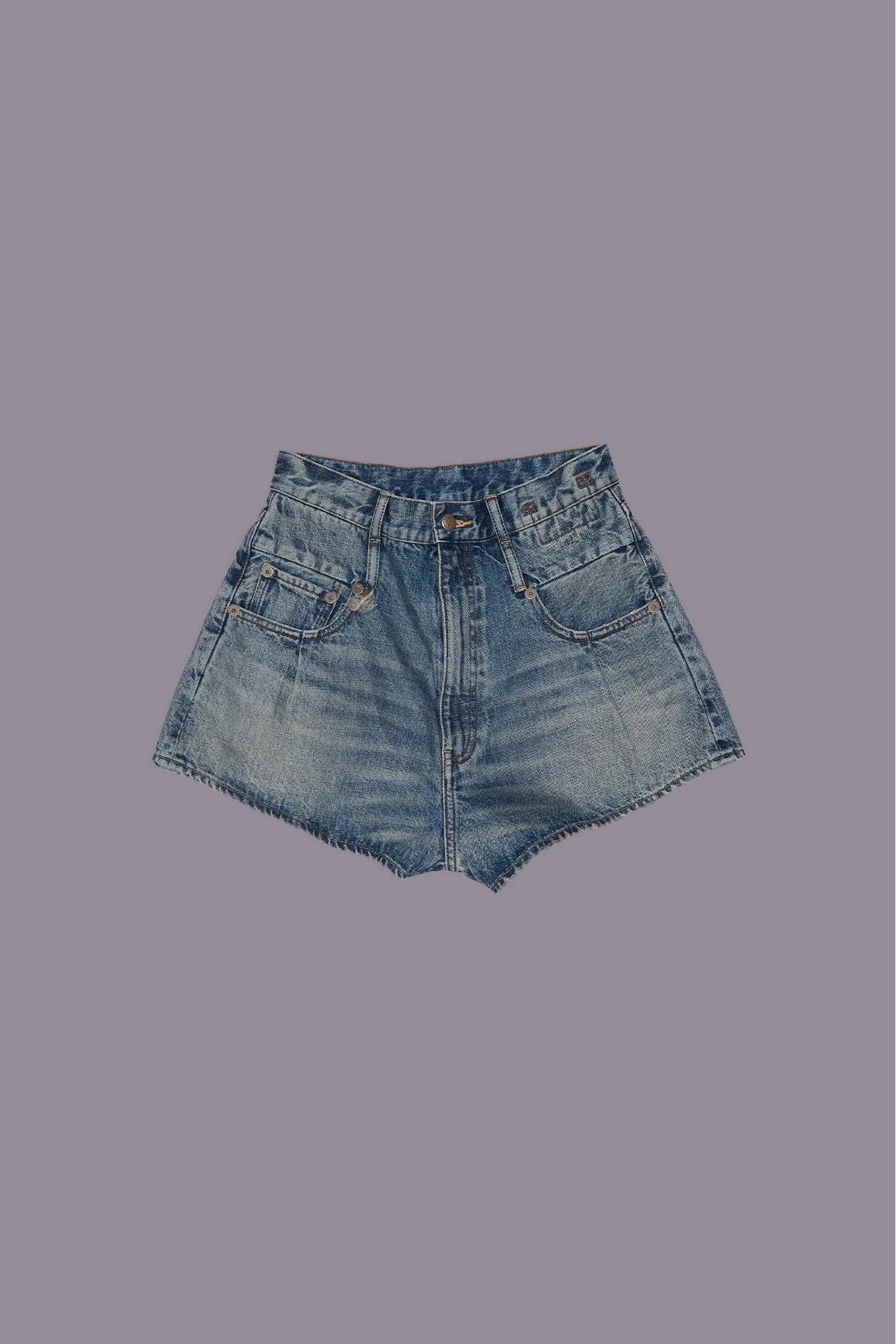 Indigo Explorer Double Loop Relaxed Denim Shorts