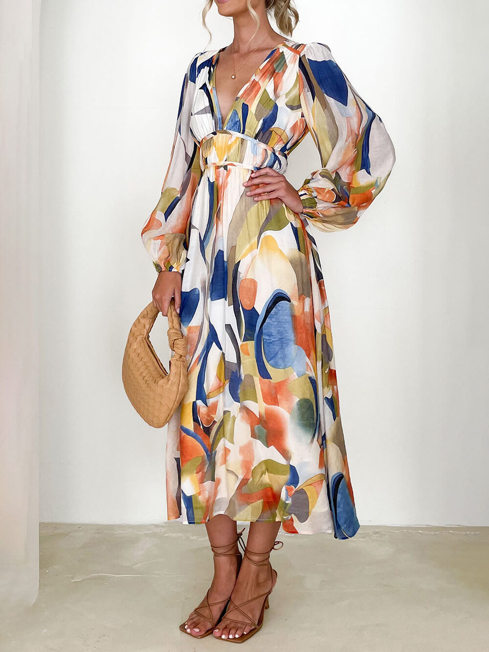 Geometric Pattern Maxi Dress