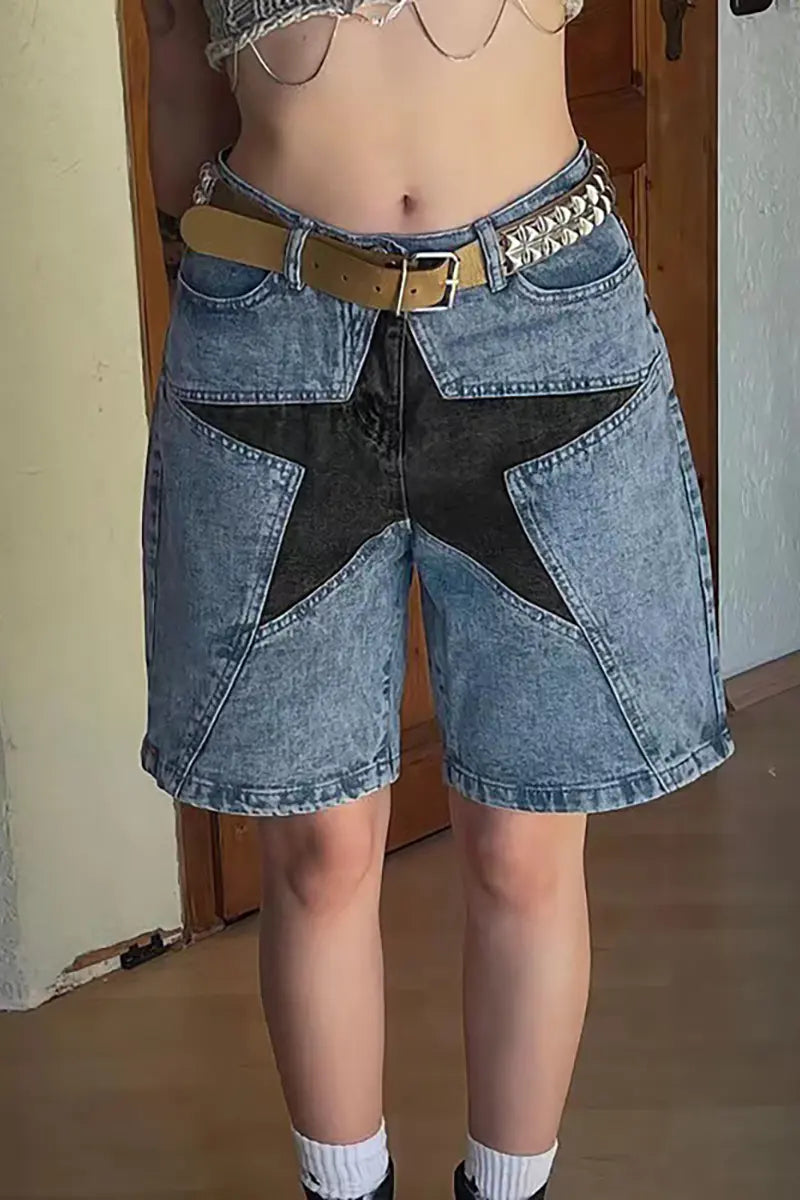 Star Patch Urban Denim Shorts