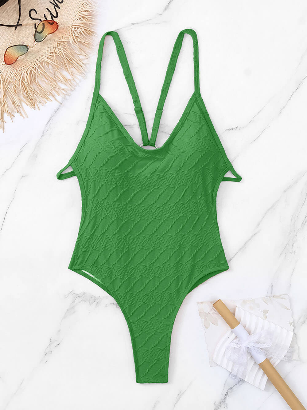 Elegant Open-Back Crisscross One-Piece Swimsuit