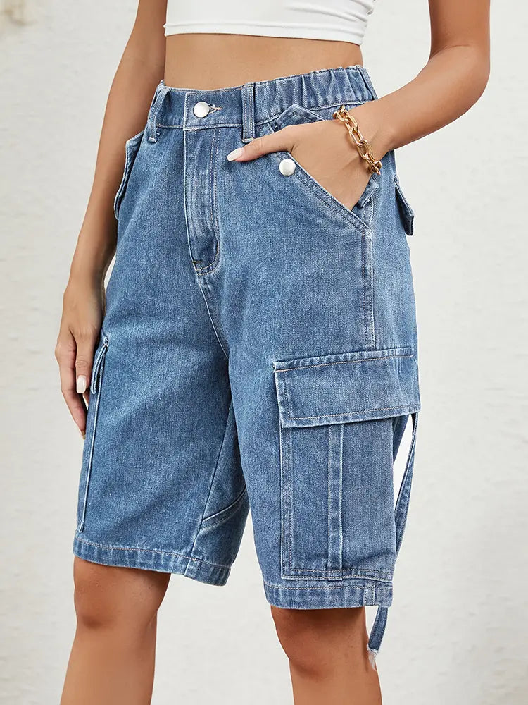 Avery – Washed Cargo Denim Shorts