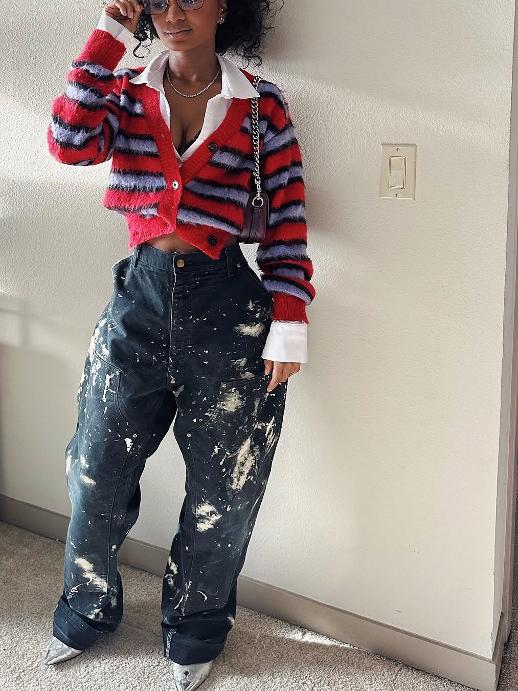 Canvas Muse Relaxed Paint-Splatter Statement Jeans