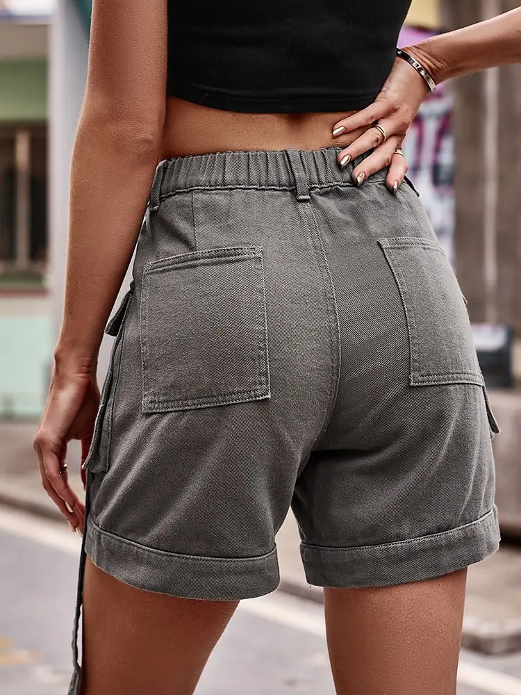 Casey – Cargo Denim Shorts With Adjustable Waist
