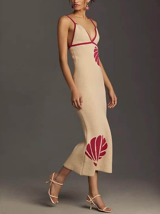 Chic Halterneck Backless Knitted Midi Dress