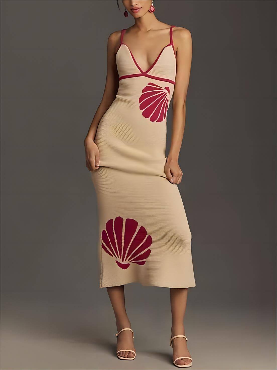 Chic Halterneck Backless Knitted Midi Dress
