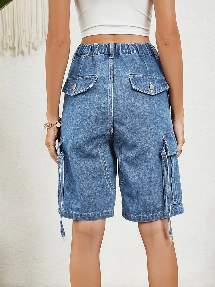 Urban Relaxed Utility Denim Shorts