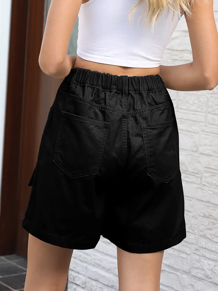 Essential Elastic Utility Denim Shorts