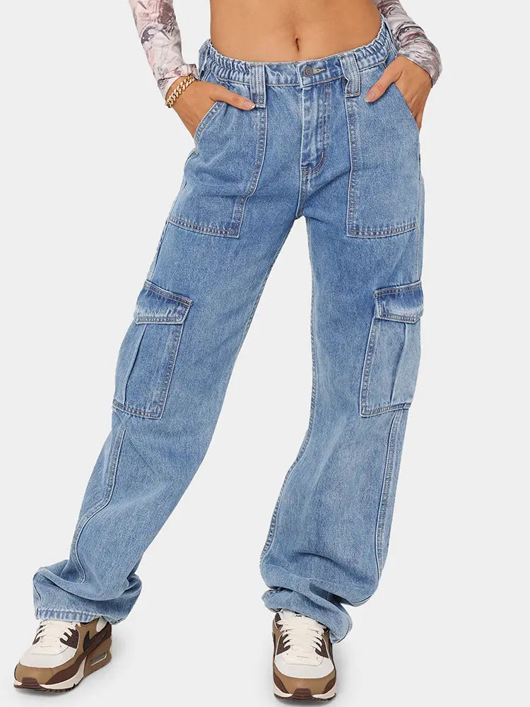 Effortless Elastic Denim Work Pants