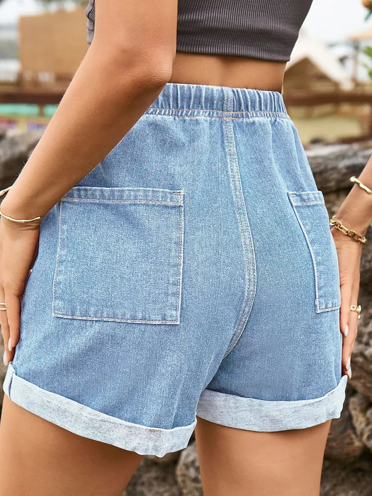 Everyday Tie-Waist Denim Shorts