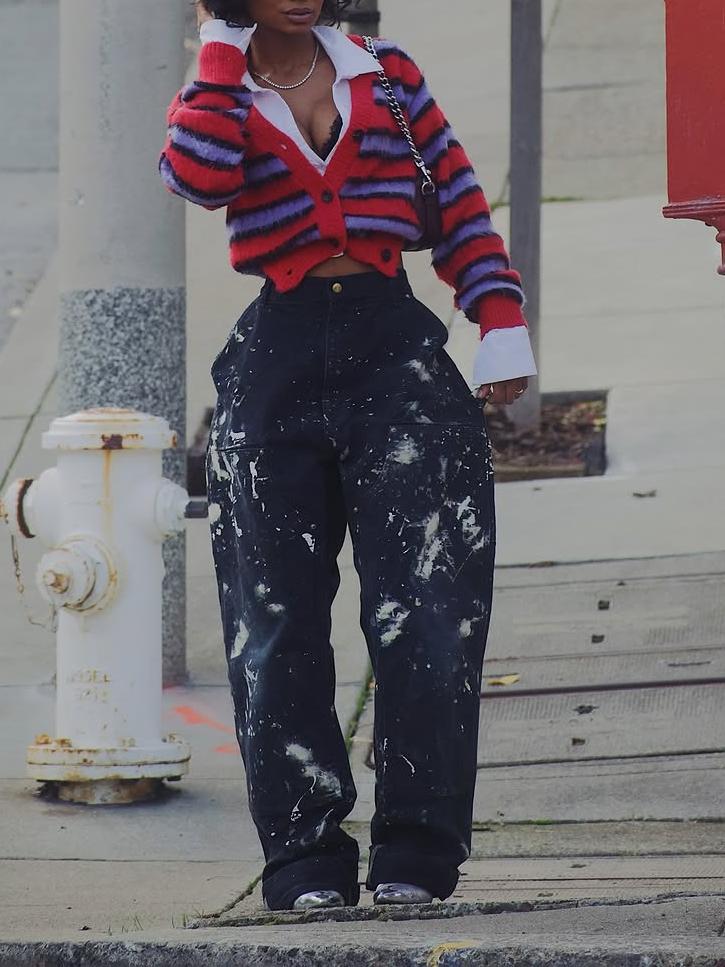 Canvas Muse Relaxed Paint-Splatter Statement Jeans