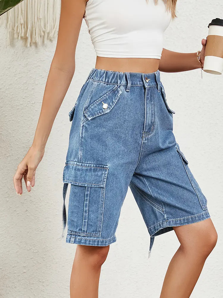 Avery – Washed Cargo Denim Shorts