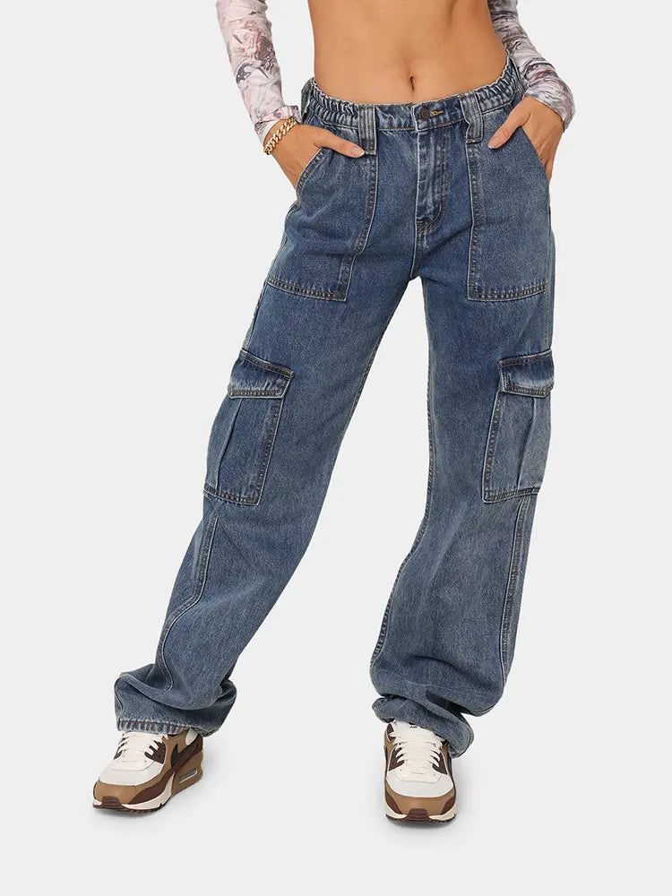 Effortless Elastic Denim Work Pants