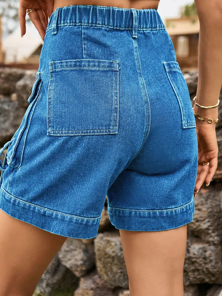 Casey – Cargo Denim Shorts With Adjustable Waist