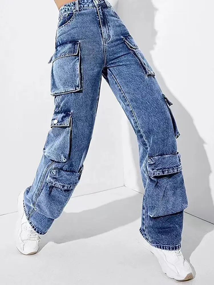 Streetwise High-Waist Cargo Jeans