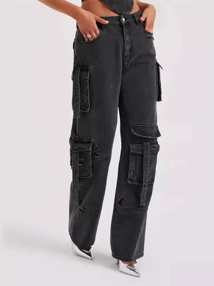 Trendy 3D Pocket Low-Rise Jeans
