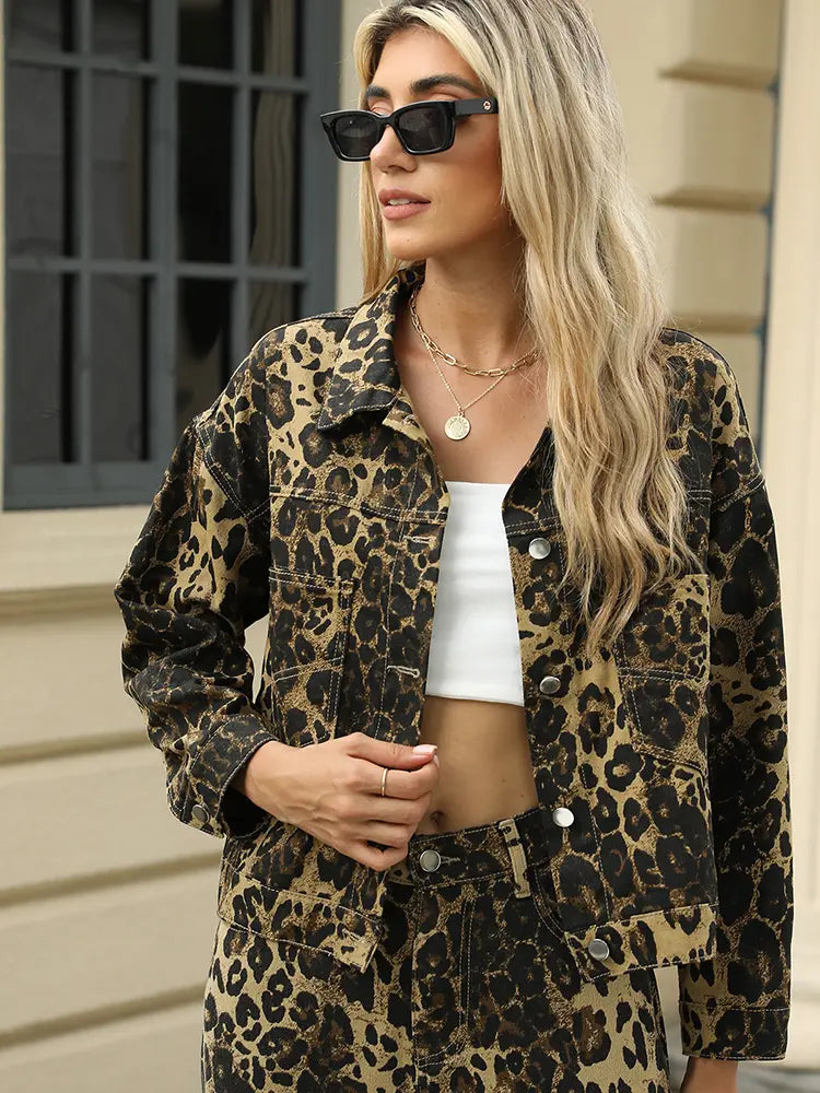 Leopard Luxe Denim Jacket Set