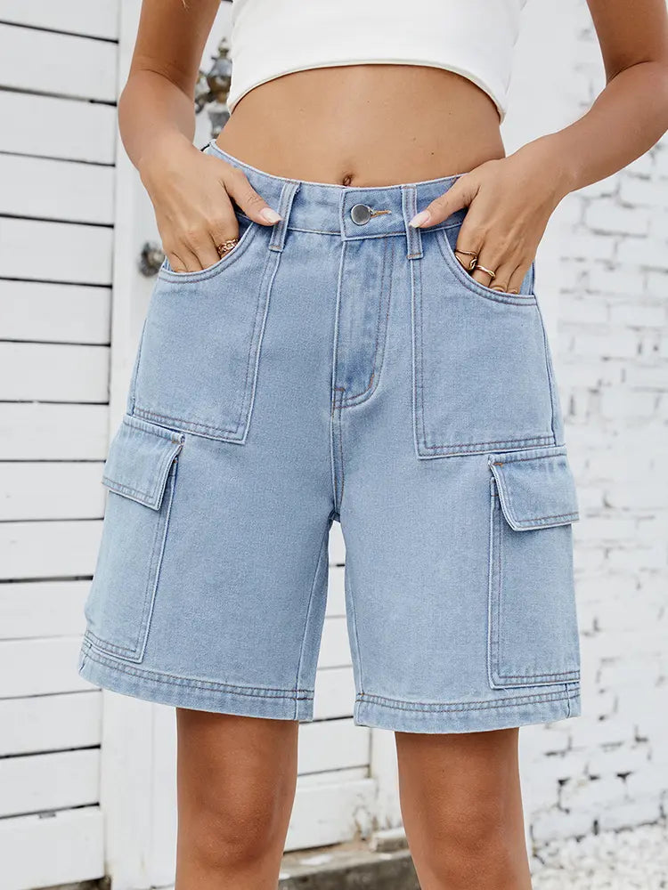 Urban Utility Cargo Denim Shorts