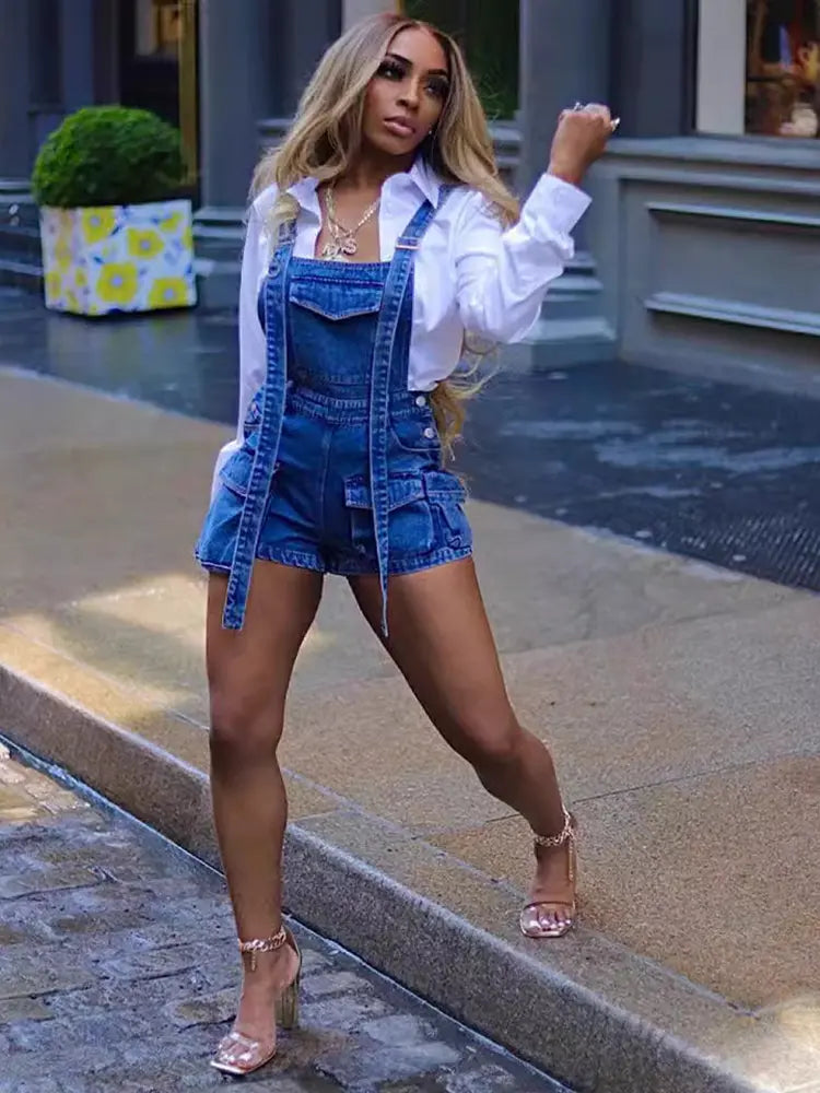 Hailey – Denim Overalls With Adjustable Straps
