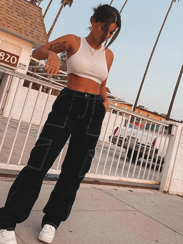 Effortless Elastic Denim Work Pants