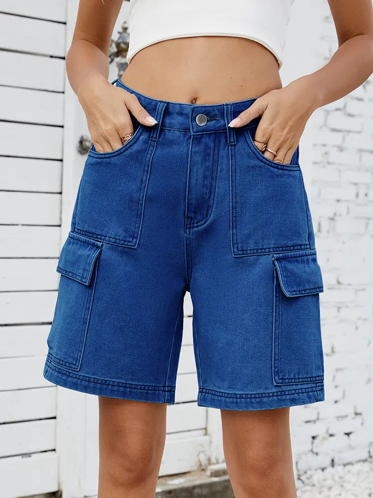 Urban Utility Cargo Denim Shorts